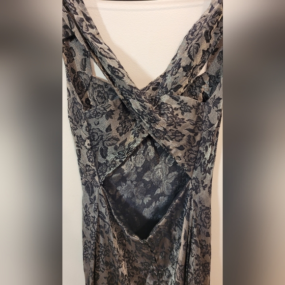 Vintage Two Roads 2R Maxi Floral Print Evening Dress Side Slit - Size 9 - Picture 4 of 7